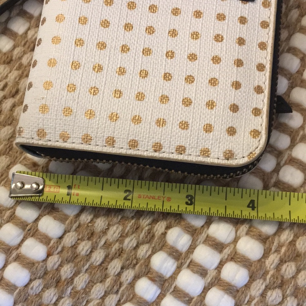 FOSSIL Zip Around Wallet / Wristlet, White/Gold Polka Dots - Picture 11 of 11